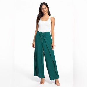BCBGeneration Green Tie Front Wide Leg Pants Size M NWT